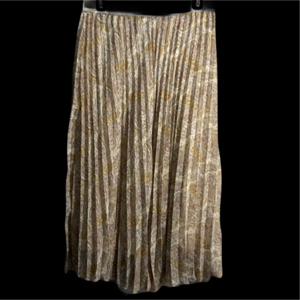 WD.NY large multicolored ankle length pleated skirt w elastic waist & liner